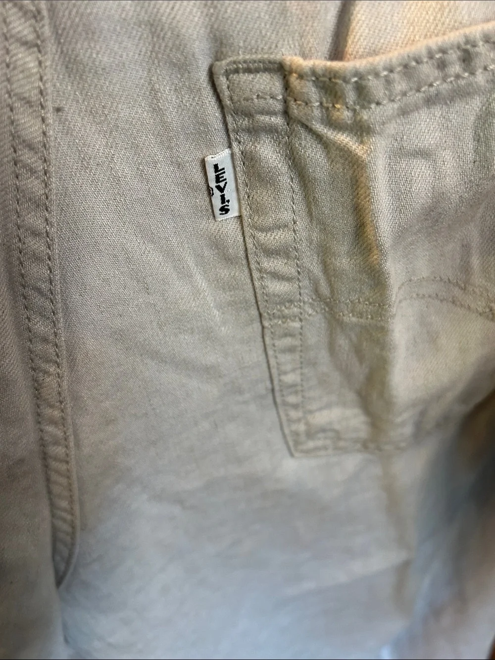 Levis XL Baggy Straight Sz 32 x 31 Tie Waist Wide Leg Trouser Khaki White Label - Picture 4 of 7
